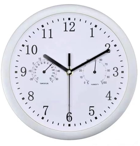 Nudorpn Wanduhr Außen Outdoor, 25CM Wetterfeste Gartenuhr mit Thermometer und Hygrometer, wasserdichte, für Terrasse, Balkon, Garten, Heimdekoration