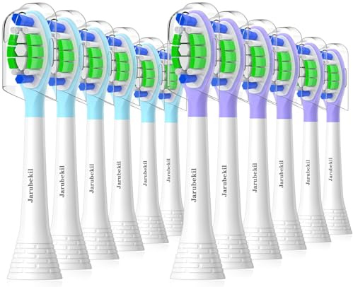 Jarubekil 12er Ersatzbürsten Kompatibel mit Philips Sonicare Elektrische Zahnbürste, Medium Bürstenköpfe Aufsteckbürsten für 5500 5300 9000 3100 4100 6100 7100 (Weiß)