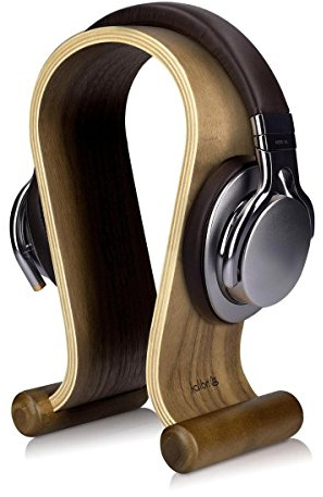 kalibri Kopfhörerhalter Kopfhörerständer Universal aus Holz - Kopfhörer Halter Gaming Headset Halterung - On Ear Headphone Stand - in Walnussholz