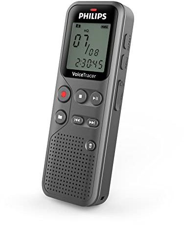 Philips VoiceTracer Audiorecorder DVT1120 - Mono WAV/PCM, 46 Std, 8GB, One-Touch-Aufnahme, USB PC-Anschluss, Grau