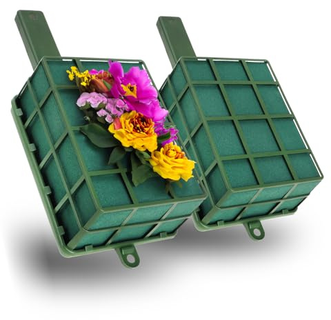 com-four® 2x Steckmasse für Blumengestecke mit Halter und Gitter - Steckschaum für Frischblumen - Steckschwamm zum Basteln für Hochzeit und Geburtstag