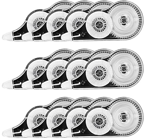 Yoosso 12er Korrekturbänder Set, 12m x 5 mm Korrekturroller Ostergeschenke Erwachsene Korrekturmaus Mini mit Schutzkappe&Fenster Korrigieren Roller für Schüler Büro Zuhause Schule (Schwarz)