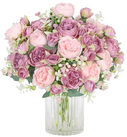 SOMYTING Pfingstrose Künstliche Blumen 2 Bündel Künstliche Pfingstrose Blumenstrauß Kunstblumen Seidenpfingstrosen Blumensträuße für Hochzeit Partei Tischaufsätze Blumenarrangement Heim Küche Dekor