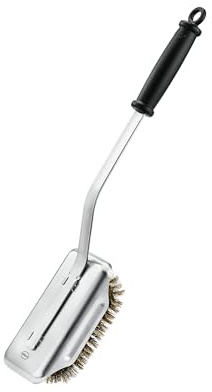 RÖSLE SlideX Grillbürste mit langem Stiel, wechselbare Borsten, silbern | Hochwertige Reinigungsbürste mit Kunststoffgriff, Messing, Länge: 47 cm, Breite: 8,5 cm, Höhe: 8,5 cm