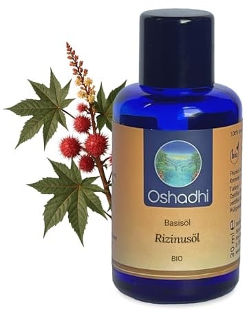 OSHADHI Bio Rizinusöl - 100% naturrein - Kaltgepresst - Pflege für Haut, Haar, Wimpern & Nägel - Veganes Massageöl - Recycelbare Verpackung - Tierversuchsfrei
