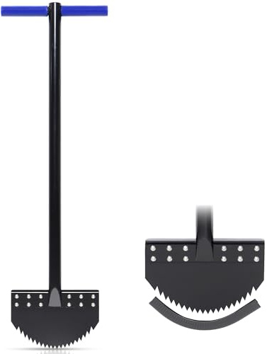 CKLT Einteiliger Rasenkantenstecher 100cm mit Federstahl-Sägezahnklinge Manueller Kantenschneider Rostfrei Halbmond-Rasenkantenschneider mit Gummigriff für Rasenpflege Garten Beet