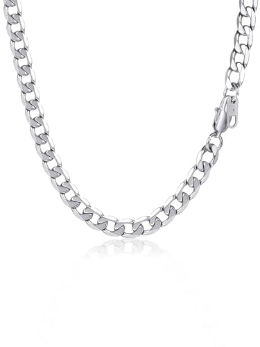 PROSTEEL Halskette Herren Panzerkette Edelstahl Kette Damen Gliederkette Kubanische Edelstahlkette Schmuck Männer Kette 36 bis 76cm lang auswählbar, 4/6/9/13mm breit, in Silber/Schwarz/Gold