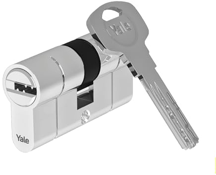 Yale 2100 Serie Europrofil-Doppelzylinder 35/35 mm Poliertes Chrom: Maximaler Schutz mit Not- und Gefahrenfunktion, Dimple-Wendeschlüssel, inkl. 5 Schlüssel & Sicherheitskarte
