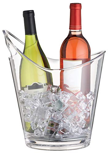BarCraft Weinflaschenkühler, 2-Flaschen-Getränkeeimer, klarer Eiskübel, stilvoller abgewinkelter Acryleimer mit integriertem Griff, 10 Liter, 20,5 x 25,5 x 28. cm, 1 Stück