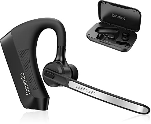 Conamo Bluetooth Headset mit CVC 8.0 und ENC-Rauschunterdrückung | Schnellladung in 1,5 Std,16 Std. Gesprächszeit Freisprecheinrichtung Ohr mit Kristallklare Telefonate für Homeoffice und PC