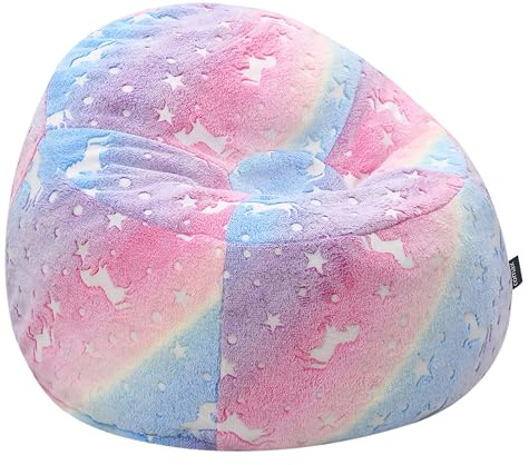 MeMoreCool Kinder Sitzsack 8-12 Jahre, Regenbogen Bohnensofa | Weicher Sitzsack mit Füllung für Jungen und Mädchen, Ideal als Bodenstuhl zum Lesen, Spielen und Entspannen im Kinderzimmer