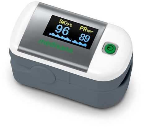 Medisana PM 100 Pulsoximeter, Fingeroximeter zur Messung der Sauerstoffsättigung im Blut, Pulsmesser mit OLED-Display und One-Touch Bedienung