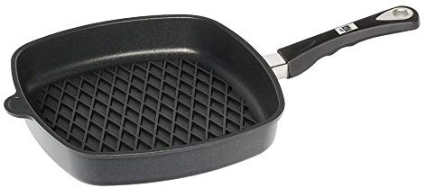 AMT Gastroguss E285BBQ Eckpfanne mit Rautengrillboden, 28 x 28 cm,Schwarz