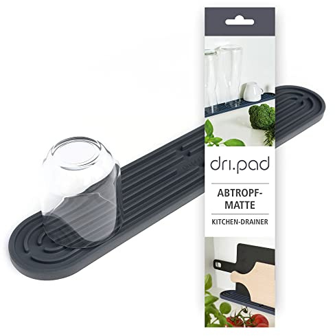 Sanni Shoo dri.pad - Abtropfmatte schmal 43x7,8 cm aus Silikon, schwarz | Spülmatte für Spülbecken BPA-frei, Spülmaschinenfest, Silikon Abtropfmatte rutschfest & hitzebestänig bis 220°C