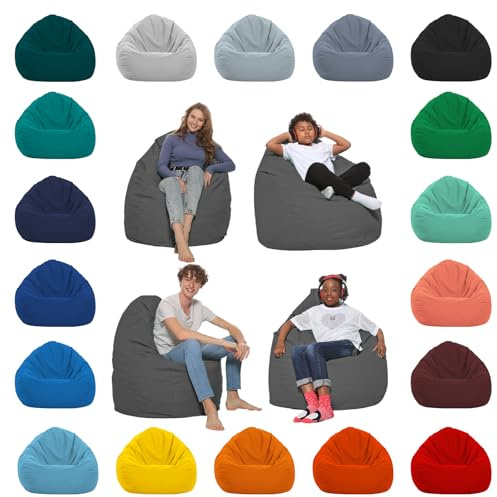 HomeIdeal - Sitzsack XXL Bodenkissen für Erwachsene & Kinder - Geeignet für Gaming oder Entspannen - Indoor wie Outdoor da er Wasserfest ist - mit EPS Perlen (Anthrazit, XL)