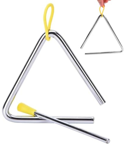 BOBOZHONG 5 Zoll (12,5 cm) Musik-Triangle aus robustem mit Schlägel – Percussion-Instrument für Schule, Kinder & Anfänger – Klare Klänge, ergonomisches Design & schützender Kunststoffgriff (1er-Set)