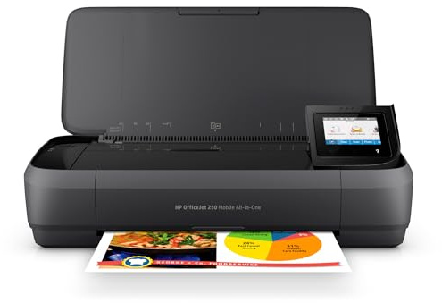 HP Officejet 250 Mobile Aio Tintenstrahldrucker A4 WiFi schwarz – Multifunktionsgerät Tintenstrahldrucker Thermo, 600 x 600 DPI, A4, 216 x 356 mm, Farbe