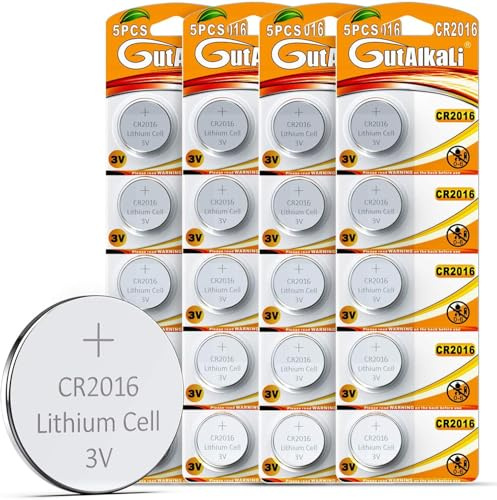 GutAlkaLi 20 Stück CR2016 3V Lithium Knopfzellen CR 2016 Batterien