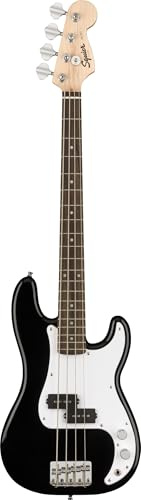 Fender Squier E-Bass - Mini Precision Bass, Schwarz, Inklusive kostenloser virtueller Kurse auf Fender Play