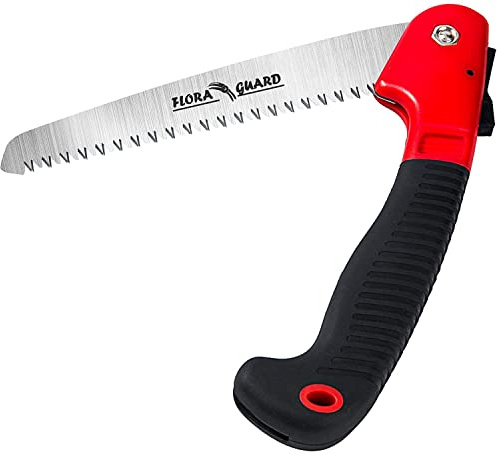 FLORA GUARD Handsäge,gehärtetes SK5 Sägeblatt 195mm，Astsäge mit TPR-Softgriff und Sicherheitsverriegelung,Klappsäge für den Garten- oder Baumschnitt, Camping