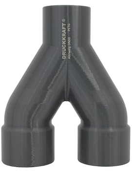 DRUCKKRAFT 2-Wege Abzweig Rohr 50mm | Abzweigstück | Y-Verteiler | Absauganlage | Rohrverbinder | Schlauchverbinder | Zentralstaubsauger & Industrie | PETG | (DN50 auf 2-Fach DN50 Muffe)