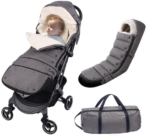 auvstar Fußsack Kinderwagen mit Verlängert,Universal Winterfußsack,Weicher Baby Fußsack,Übergangsfußsack Für Kinderwagen Buggy Jogger,Wasserdichter Rutschfest,Winddicht Warmes Fußsack Buggy (Grau)