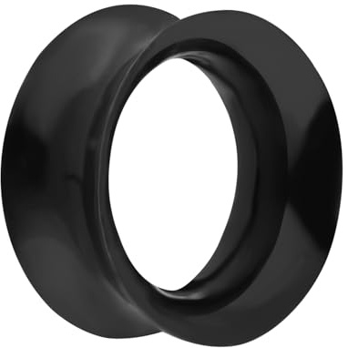 Treuheld® 14mm Silikon Flesh Tunnel - Schwarz - dünner Double Flare Ohr Plug - weich, soft, hautfreundlich, antiallergen & nickelfrei