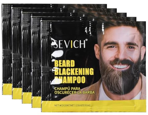 Gegong 5 Stück Bartshampoo, Bartfärbemittel, Bartschwärzungsfarbstoff Natürliches Schwarz, Ammoniakfrei, Parabenfrei, Sulfatfrei, 75ML