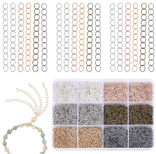 PH PandaHall 600pcs 6 Farbe Halskette Extender Halskette Armband Fußketten Verlängerung Ketten Abnehmbare Kette Verlängerung Schwanz Kette für Schmuck Herstellung, 5cm lang