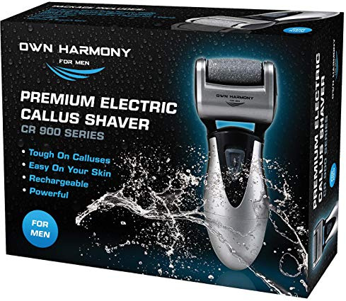 Elektrischer Hornhautentferner Wiederaufladbarer für Männer durch Own Harmony: USA’s Besten Bewertete Professionel Hornhaut Entfernung Pediküre Werkzeuge w/3 Ersatzrollen - seidig-weiche Fußpflege Spa
