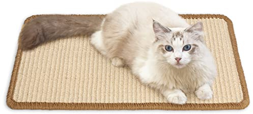 FUKUMARU Kratzmatte Katze, natürliche Katzenkratzbretter Sisal Kratzteppich 50x30 cm, widerstandsfähig Katzenmöbel Fußmatte Sisalmatte Kratzpads für Katzen, Beige