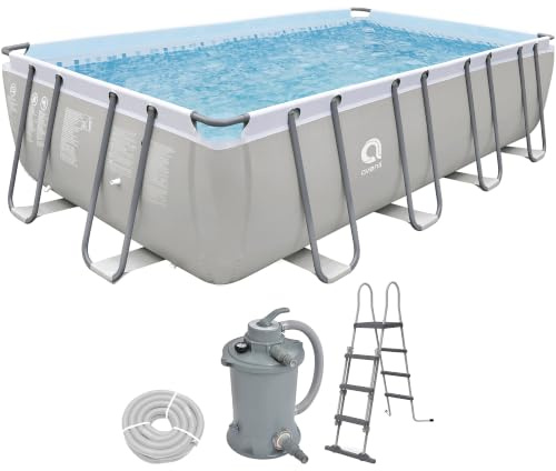 Avenli Frame Plus Rectangular Pool Komplettset 549x305x122cm, Aufstellpool, rechteckig, mit Sandfilter, grau