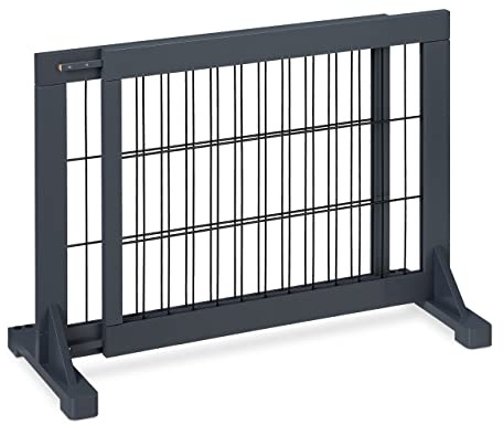 Relaxdays Absperrgitter, ausziehbares Schutzgitter, Treppe & Tür, HxB: 56 x 70-108 cm, freistehend, Kinder & Hunde, grau