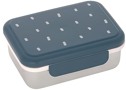 LÄSSIG Kinder Brotdose Edelstahl Lunchbox Frühstücksbox Nachhaltig Kindergarten Schule/ Happy Prints midnight blue