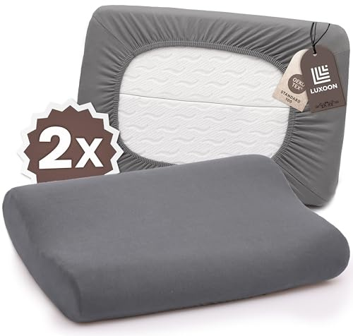 Luxoon Kissenbezug für Gesundheitskissen – 95% Baumwolle / 5% Elasthan, Atmungsaktiv und Hautfreundlich, Waschbar, Für Komfort und Hygiene 2er Pack 30-45 x 50-65 cm, Anthrazit