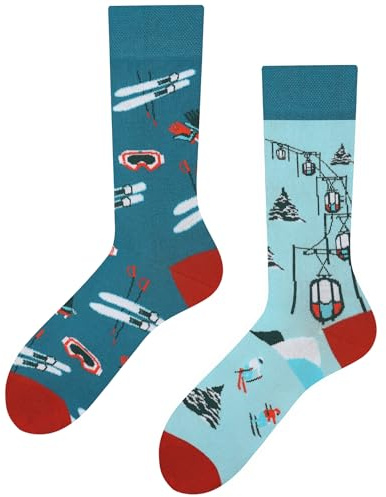 TODO Lustige Ski Socken mit Skifahren Motiv, Ski Motiv Socken Herren und Damen (Socken Ski 39-42)