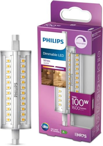 Philips Stab-LED R7S Lampe 118 mm (100 W), dimmbare R7S LED Stablampe mit neutralweißem Licht, energiesparende LED Lampe mit langer Nutzlebensdauer, Weiß
