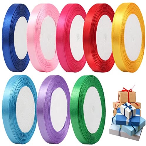 MOSNOW 8 Rollen Satinband, 10mm x 22M Satinband Geschenkband Schleifenband, Stoffband Basteln geeignet für Geschenke, Geburtstagsfeiern, Hochzeiten, Verschönern