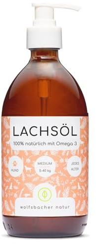 Lachsöl für Hunde und Katzen mit Omega 3 & 6 I 500ml norwegisches, natürliches Lachs-Öl aus Atlantik-Meer-Lachs I Ergänzungsmittel für Hunde