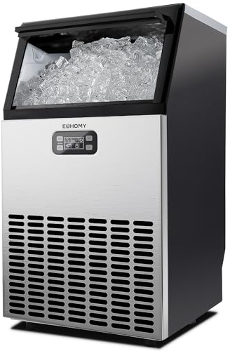 EUHOMY Gewerbliche Eiswürfelmaschine, 45 kg/24 Std. Edelstahl Untertisch-Eismaschine mit 15 kg Eislagerkapazität, freistehende Eismaschine mit Timer, ideal für Bars, Getränkeläden und große Feiern