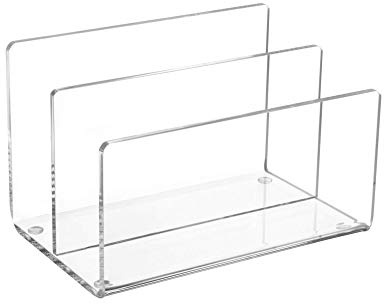 MAUL Kartenständer Acryl glasklarer Tischaufsteller mit 2 Fächern | edler Transparenz-Look, sicherer Stand durch Noppen, Zugriff von oben und seitlich, kompakt für Theke und Büro