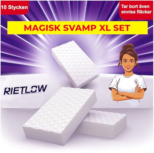 Rietlow® Schmutzradierer 10er Set – Zauberschwamm mit zweifacher Dichte – Radierschwamm für weiße Wände, Tapeten, Schuhe und Böden – Magic Eraser Sponge – Melamin Reinigungsschwamm & Wandradierer
