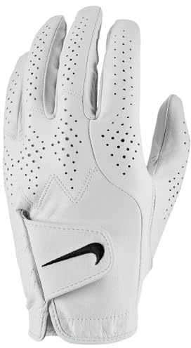 Nike Golfhandschuh Tour Classic IV Herren – Premium Leder Golf Glove Left Hand – Präziser Grip & Tour Performance – Komfortabler Golfhandschuh, Pearl White/Pearl White/Black, L