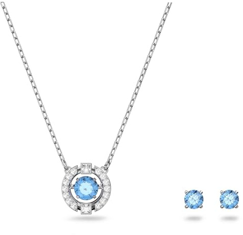 Swarovski Una Set, Rund, Blau, Rhodiniert