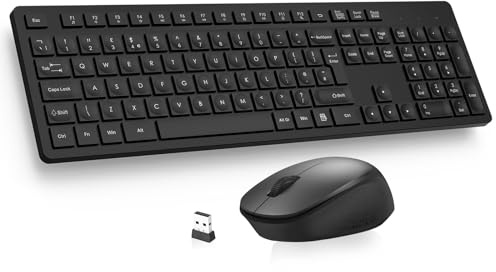 LeadsaiL K786 Tastatur Maus Set Kabellose, Tastatur und Maus, QWERTZ Deutsches Layout Funktastatur mit Maus, Flüsterleiser Tastenanschlag, 2.4 GHz mit 2-in-1 USB Nano Empfänger für PC/Laptop(Schwarz)
