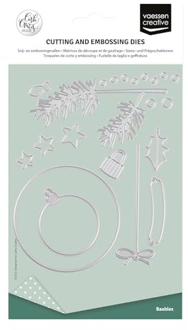 Vaessen Creative Stanz- und Prägeschablonen Weihnachtsdekoration - 15 Cutting Dies von 5 mm bis 8 cm - Bastelzubehör für Weihnachtskarten, Scrapbooking und Journaling - Für Stanz- und Prägemaschinen