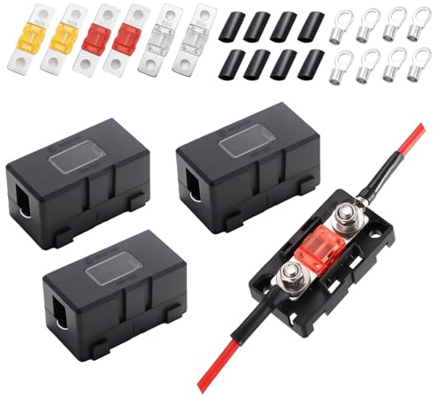 4 Stück Midi Sicherungshalter Kfz Sicherungshalters mit 8 Stück 40A 50A 80A Mega Sicherungshalter KFZ Sicherungen KFZs für Auto, Boots, Suv, LKWs, Fahrzeuge, mit 8 Terminal Sicherungsclips