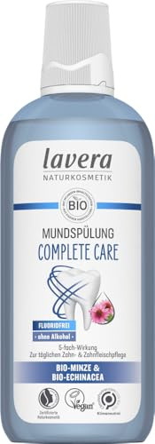 lavera Mundspülung Complete Care - Alkoholfrei -Fluoridfrei - Bio-Minze und Bio-Echinacea für 5-fach-Wirkung - Vegan - Naturkosmetik - 400 ml
