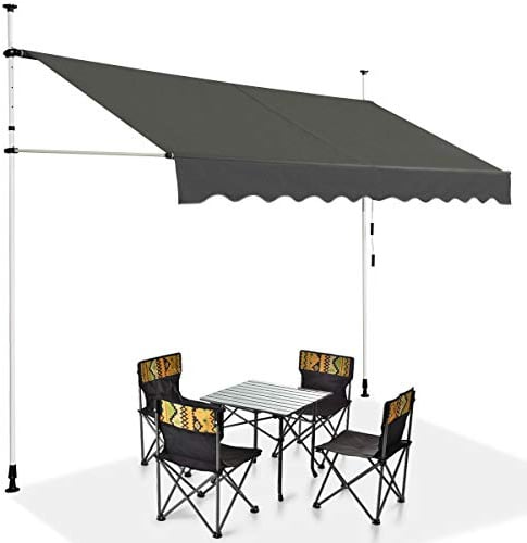 RELAX4LIFE Klemmmarkise 300 cm breit, Markise Balkon ohne Bohren, Höhenverstellbare Balkonmarkise mit Handkurbel, Sonnenschutz für Terrasse Balkon Veranda (300x175cm, Grau)