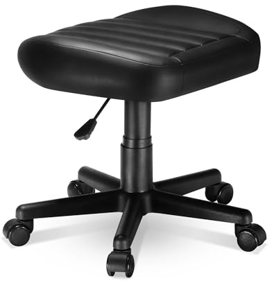 EUREKA ERGONOMIC Hocker Höhenverstellbar mit Rollen, Bürohocker für Weichen Komfort, Stool mit Rutschhemmender Standfläche，um 360° Drehbarer Hocker, Sitzhöhe 43-51 cm (Schwarz)